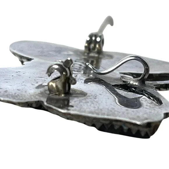 Zuni Native American Inlay Gemstones Butterfly Pin Brooch Pendant Signed Silver - Picture 8 of 13